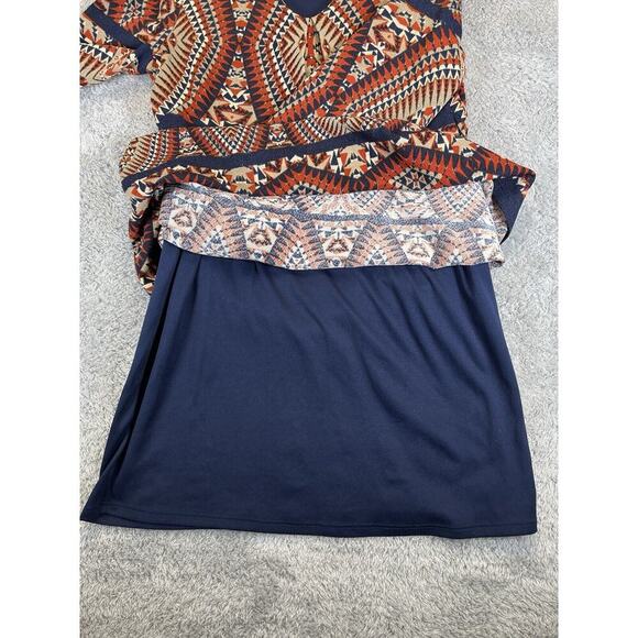 Vintage Robbie Bee Mini Dress 70’s 80’s Puff Sleeves Career Orange Blue PS Small - Picture 8 of 9